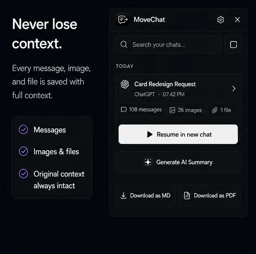 MoveChat local library and conversation manager